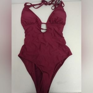 NWT 1 Pc V Deep Plunge Neckline Strappy Open Laced Low back